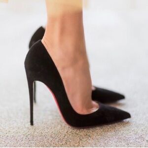 CHRISTIAN LOUBOUTIN Veau Velours So Kate 120 Suede Pumps 39.5 Black